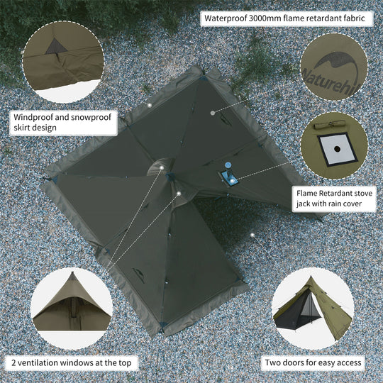 Flame Retardant 4-Season Camping Tent with Stove Jack