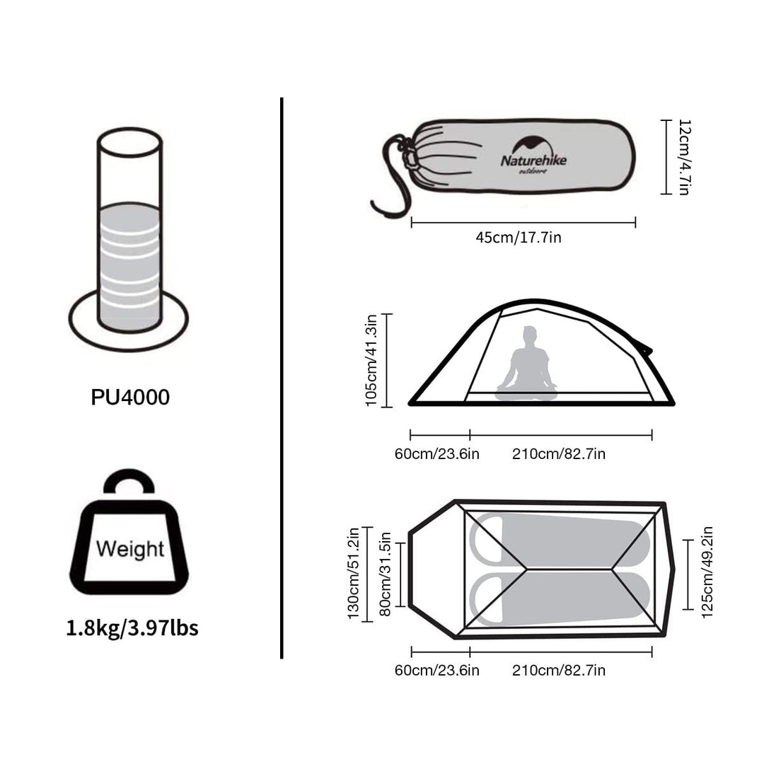 Cloud UP 2 People 3-season Camping Tent Ultralight 210T