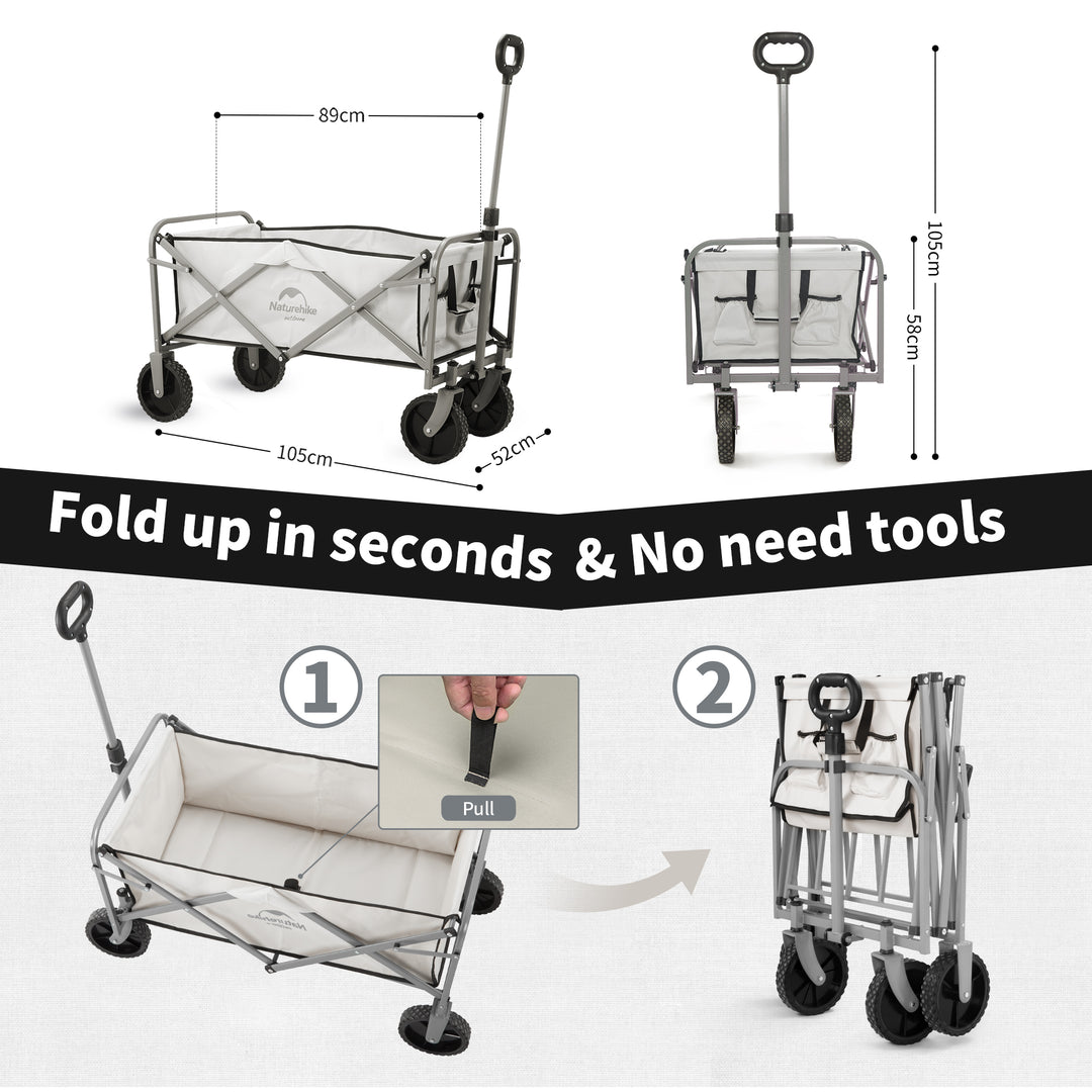 Naturehike Lightweight Cart, Collapsible Portable Wagon Cart, 80 Liters Camping Cart, Maximum 100 Liters, Garden Outdoor Park Utility Wagon Cart