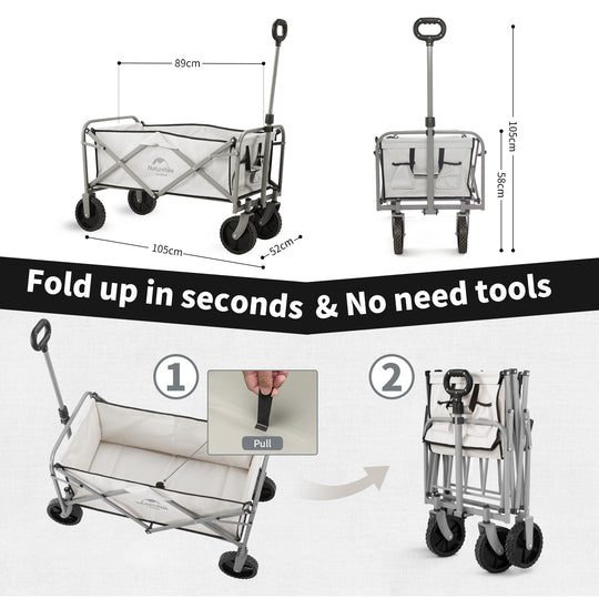 Naturehike Lightweight Cart, Collapsible Portable Wagon Cart, 80 Liters Camping Cart, Maximum 100 Liters, Garden Outdoor Park Utility Wagon Cart
