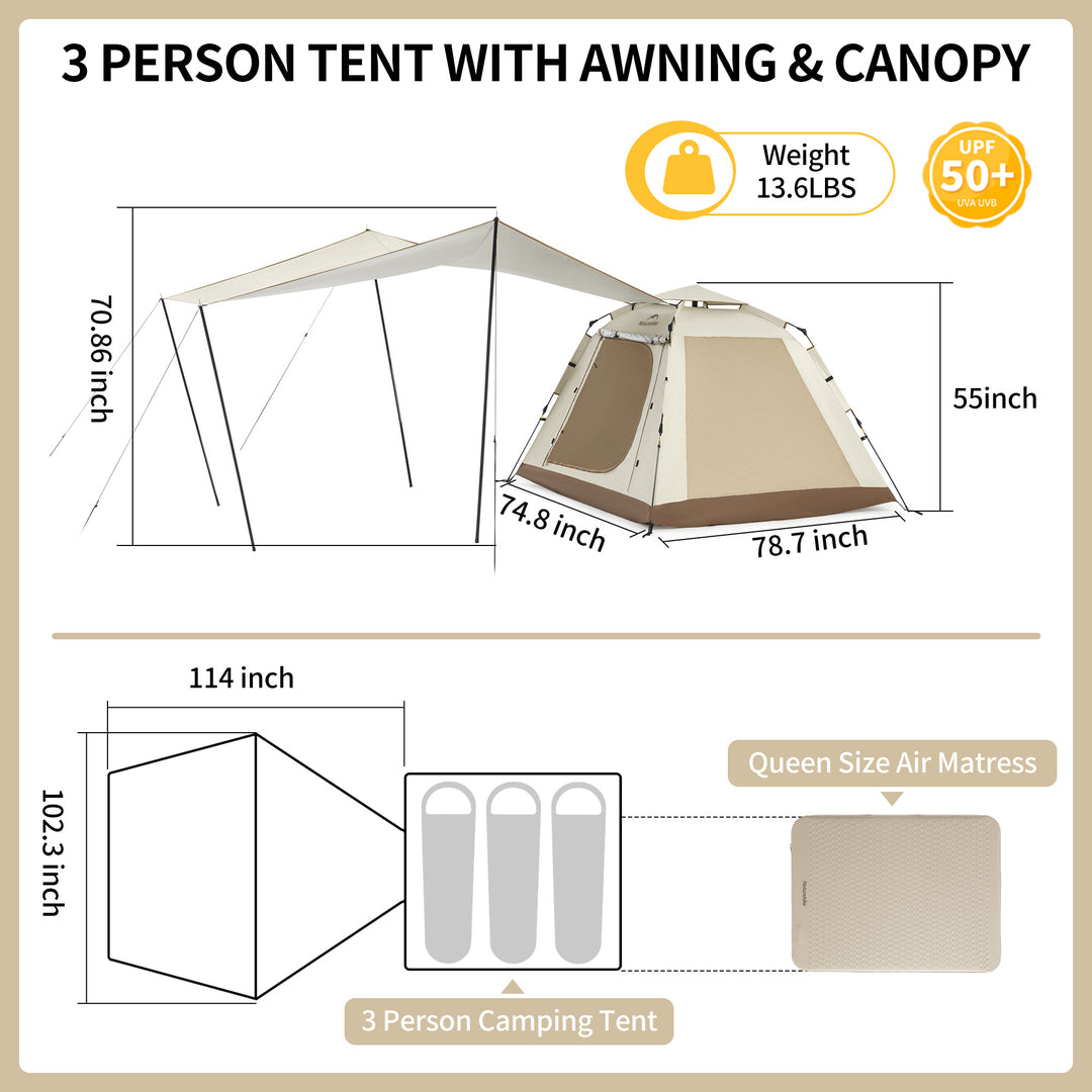 Naturehike Ango Picnic Automatic 3 persons Tent