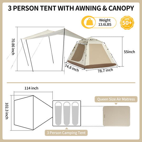 Naturehike Ango Picnic Automatic 3 persons Tent
