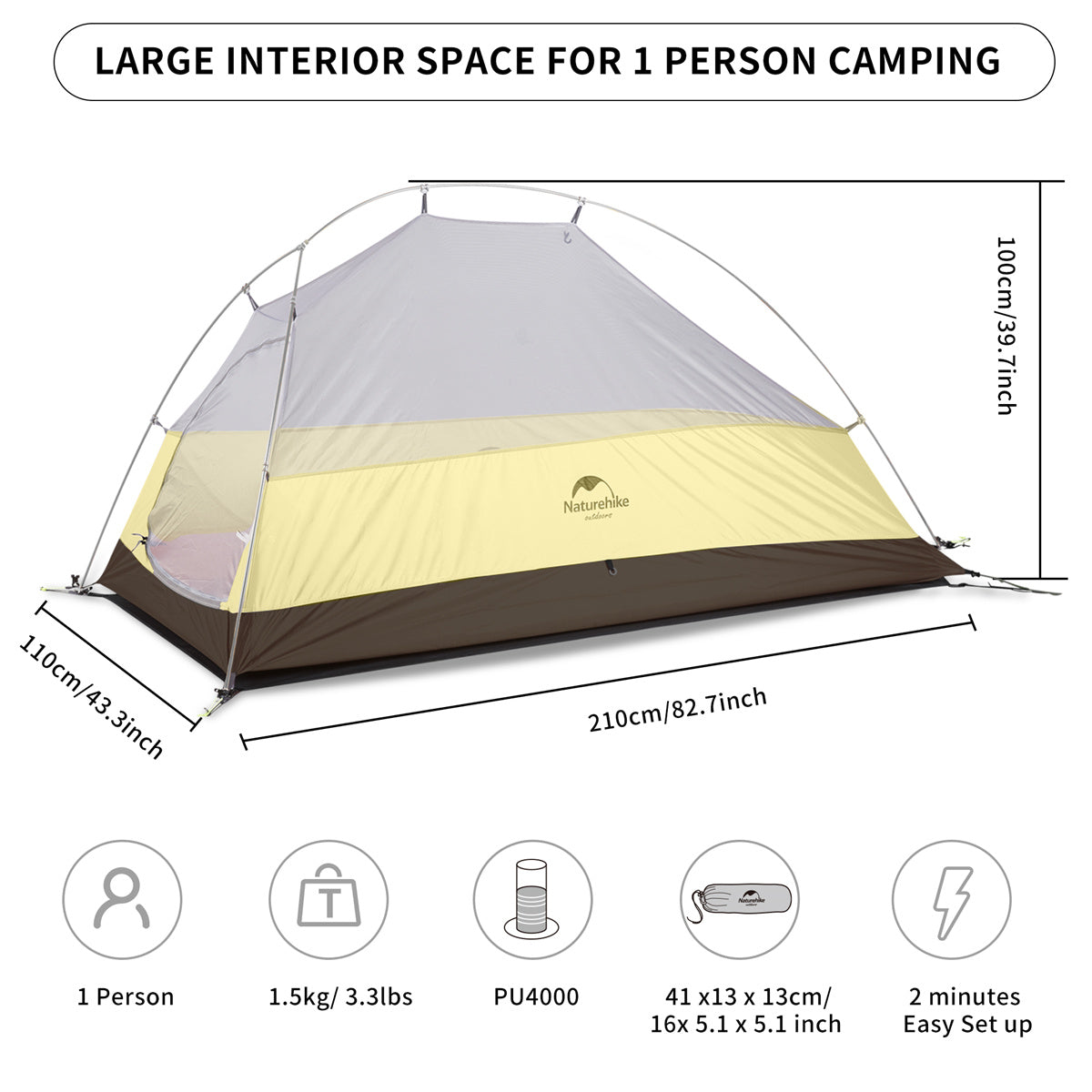 Cloud Up 1 Person 3-season Camping Tent Ultralight 20D – Naturehike-au
