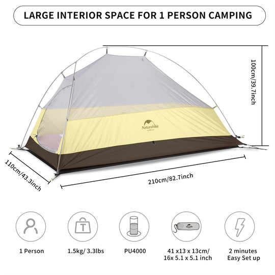 Cloud Up 1 Person 3-season Camping Tent Ultralight 20D