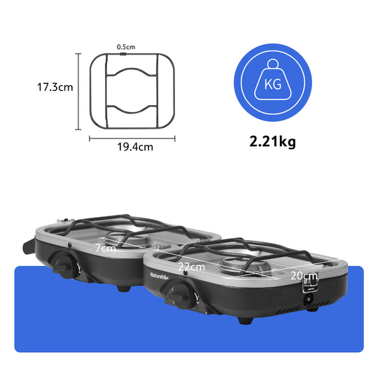 Naturehike Upgraded Folding Gas Stove, 2-Burner Camping Stove, Portable Gas Stove with Dual Burners, Compact & Lightweight Propane Stove for Camping, Picnics, Backpacking (IAPMO GASMARK CERTIFICATED)