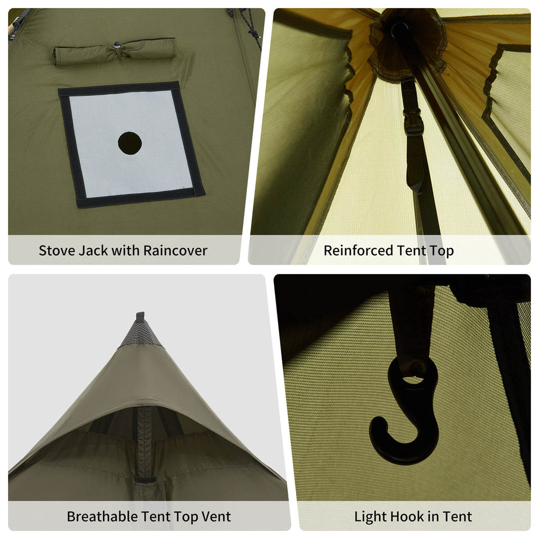 Flame Retardant 4-Season Camping Tent with Stove Jack