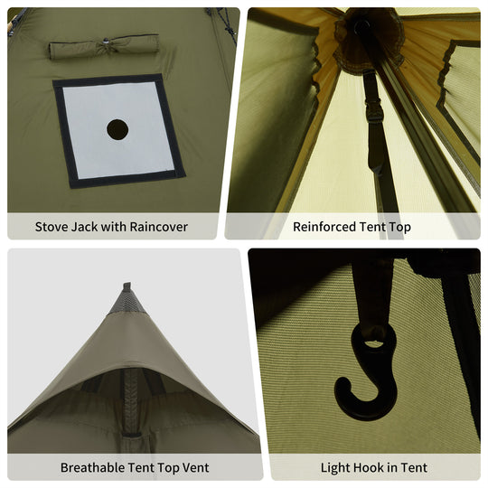 Flame Retardant 4-Season Camping Tent with Stove Jack