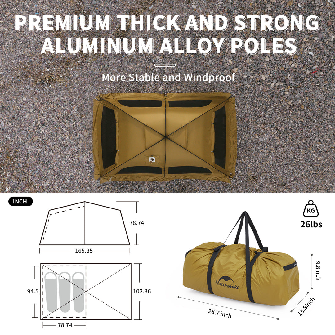 Naturehike Dune 4-Season 3Person Hot Tent with Stove Jack