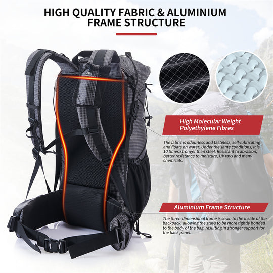 60L+5L Multifunctional Mountain Bag with Rain Cover