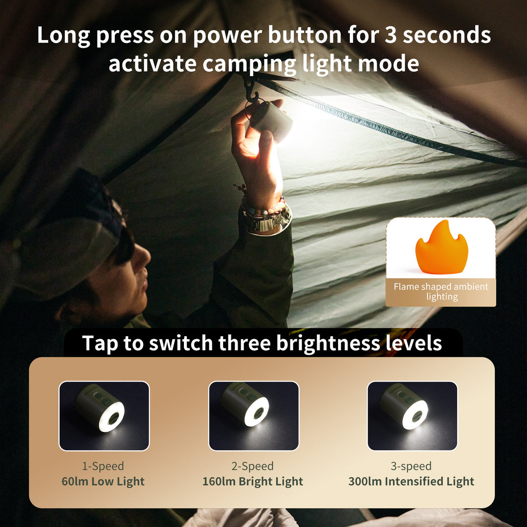 Naturehike Wind Mini Air Pump, Outdoor Multifunctional Tiny Pump (102g) with 1600mAh Battery, Lighting with Flame Lampshade, Efficient and Powerful Pump
