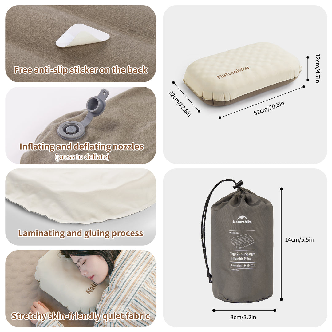Naturehike Yugu 2-in-1 sponges inflatable pillow