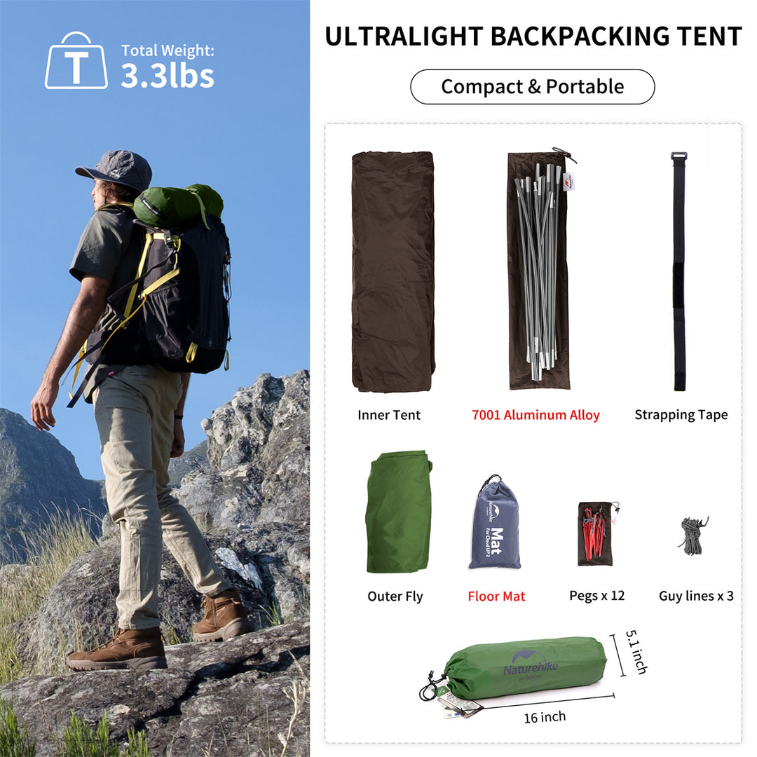Cloud Up 1 Person 3-season Camping Tent Ultralight 20D